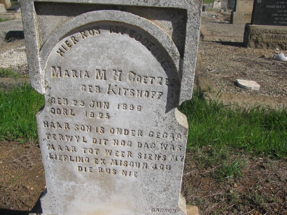 COETZEE Maria M.H. nee KITSHOFF 1896-1923