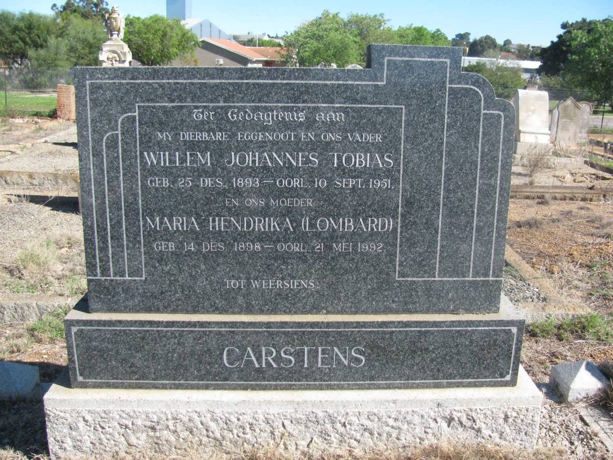 CARSTENS Willem Johannes Tobias 1893-1951 &amp; Maria Hendrika LOMBARD 1898-1992