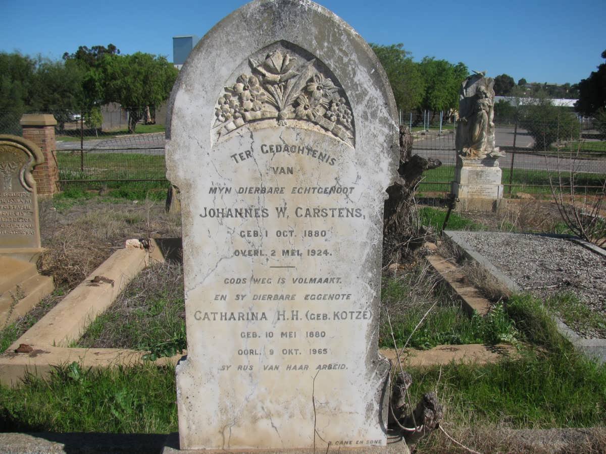 CARSTENS Johannes W. 1880-1924 &amp; Catharina H.H. KOTZE 1880-1965