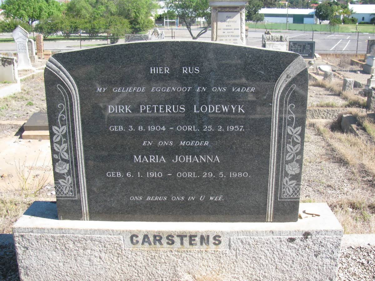 CARSTENS Dirk Petrus Lodewyk 1904-1957 &amp; Maria Johanna 1910-1980