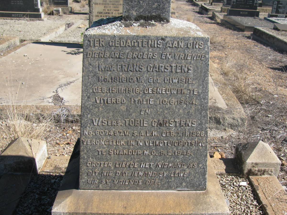 CARSTENS Frans 1916-1944 :: CARSTENS Tobie 1926-1945