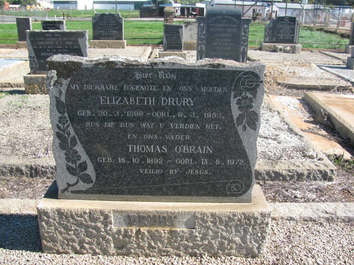 DRURY Thomas O'Brain 1892-1972 &amp; Elizabeth 1898-1952
