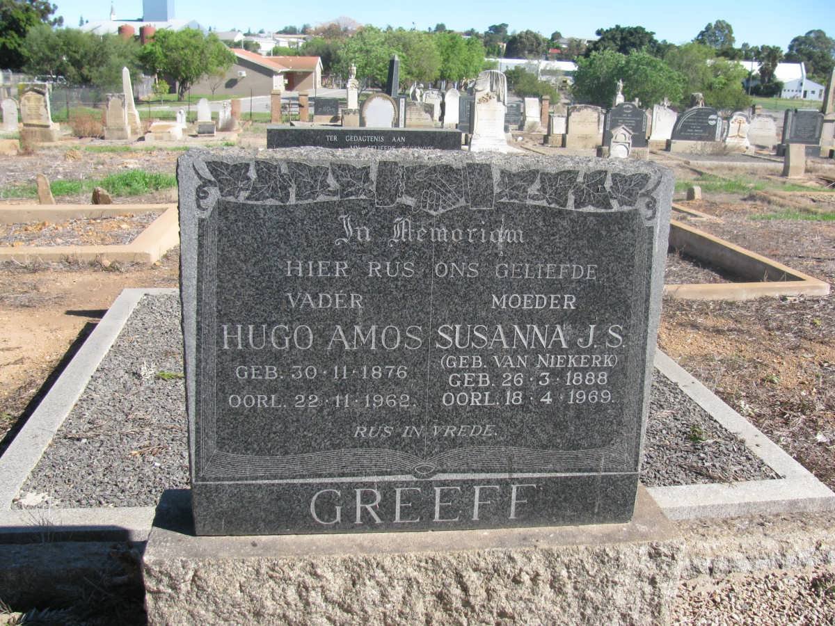 GREEFF Hugo Amos 1876-1962 &amp; Susanna J.S. VAN NIEKERK 1888-1969