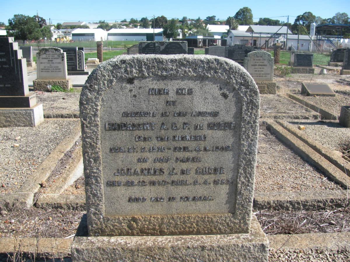 GOEDE Johannes J., de 1870-1953 &amp; Huibrecht A.G.P. VAN NIEKERK 1878-1948