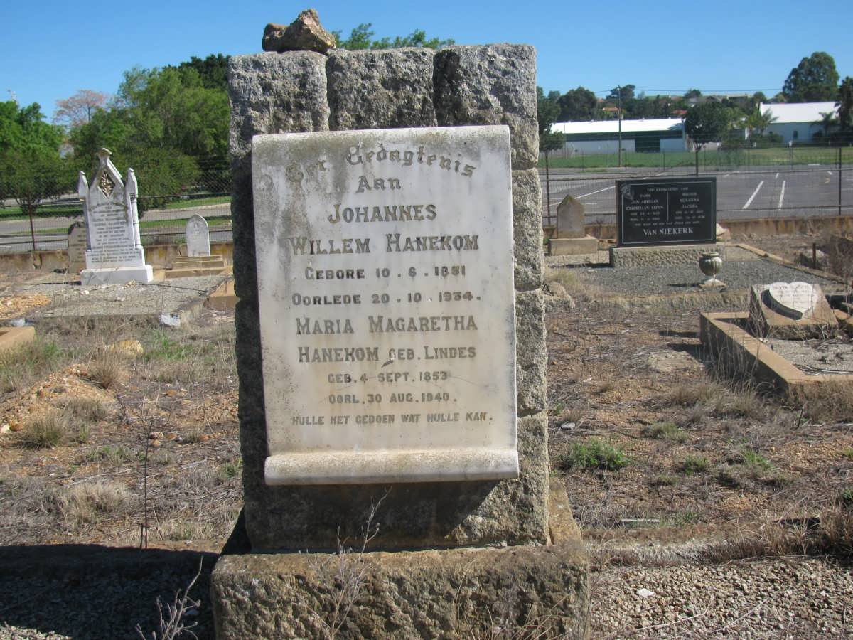 HANEKOM Willem Johannes 1851-1934 &amp; Maria Margaretha LINDES 1853-1940