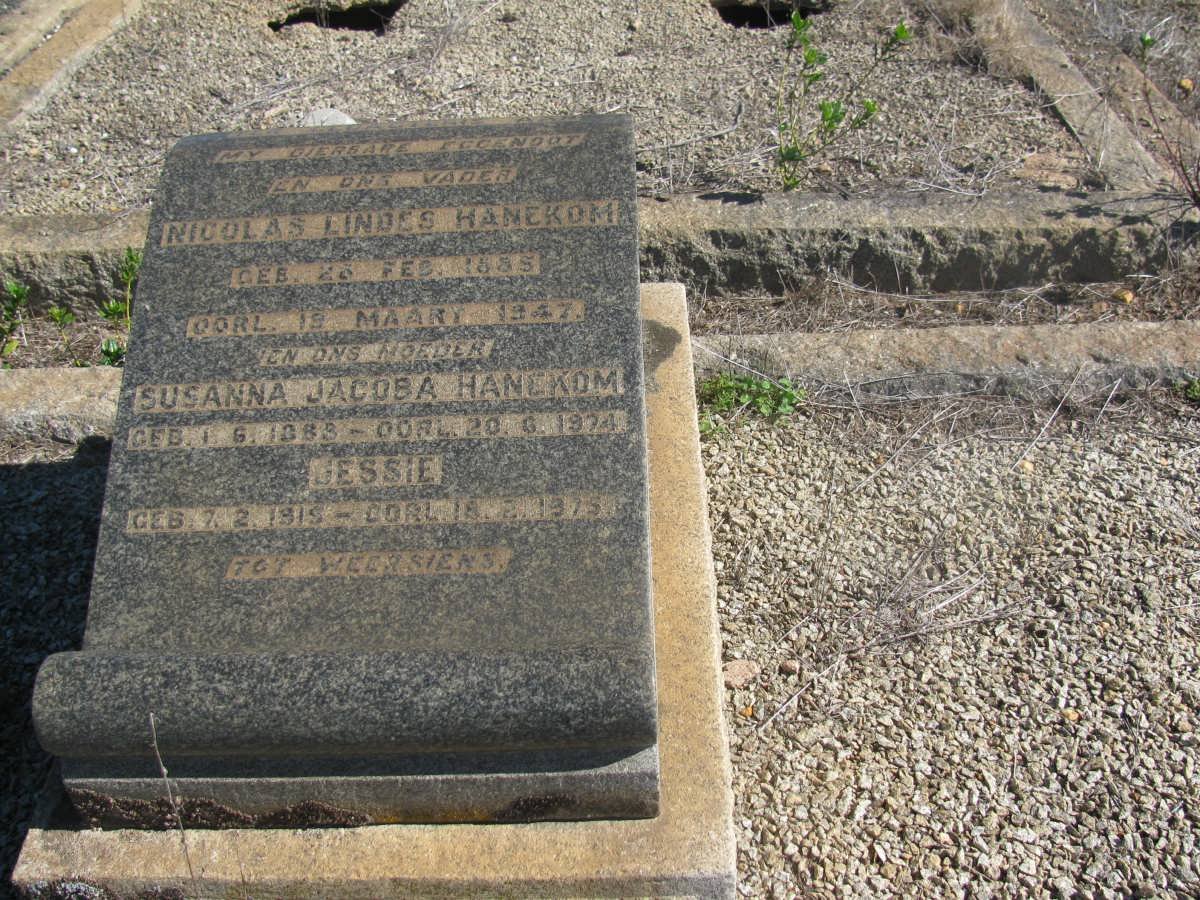 HANEKOM Nicolas Lindes 1885-1947 &amp; Susanna Jacoba 1888-1974