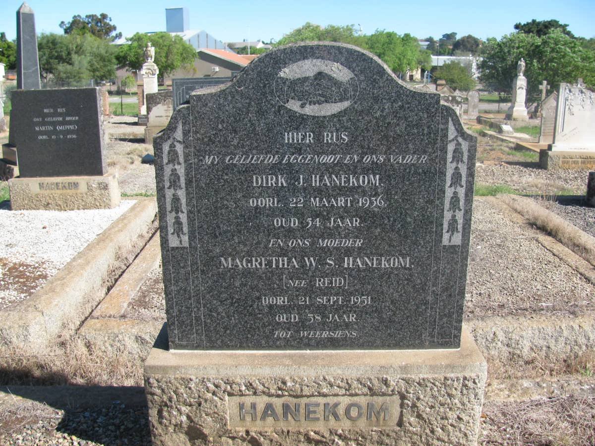 HANEKOM Dirk J. -1936 &amp; Magretha W.S. REID -1951