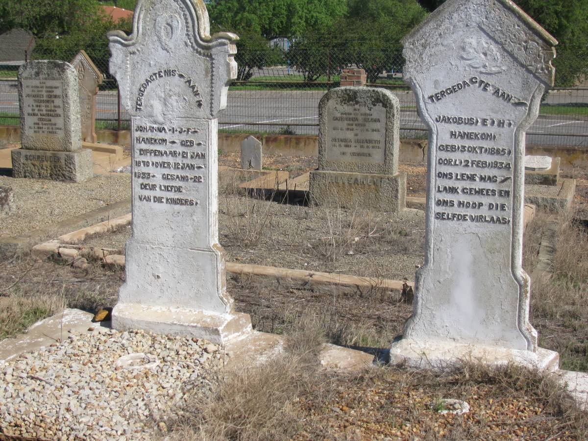 HANEKOM Jacobus E.H. 1865-1934 &amp; Johanna I.J.F. DIPPENAAR 1870-1933