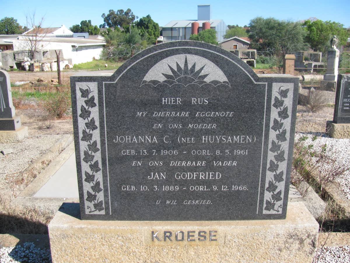 KROESE Jan Godfried 1889-1966 &amp; Johanna C. HUYSAMEN 1906-1961