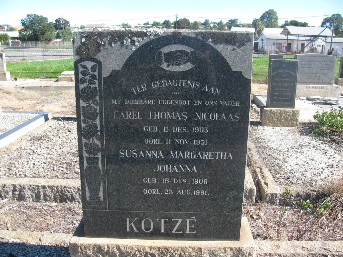 KOTZE Carel Thomas Nicolaas 1903-1951 &amp; Susanna Margaretha Johanna 1906-1991