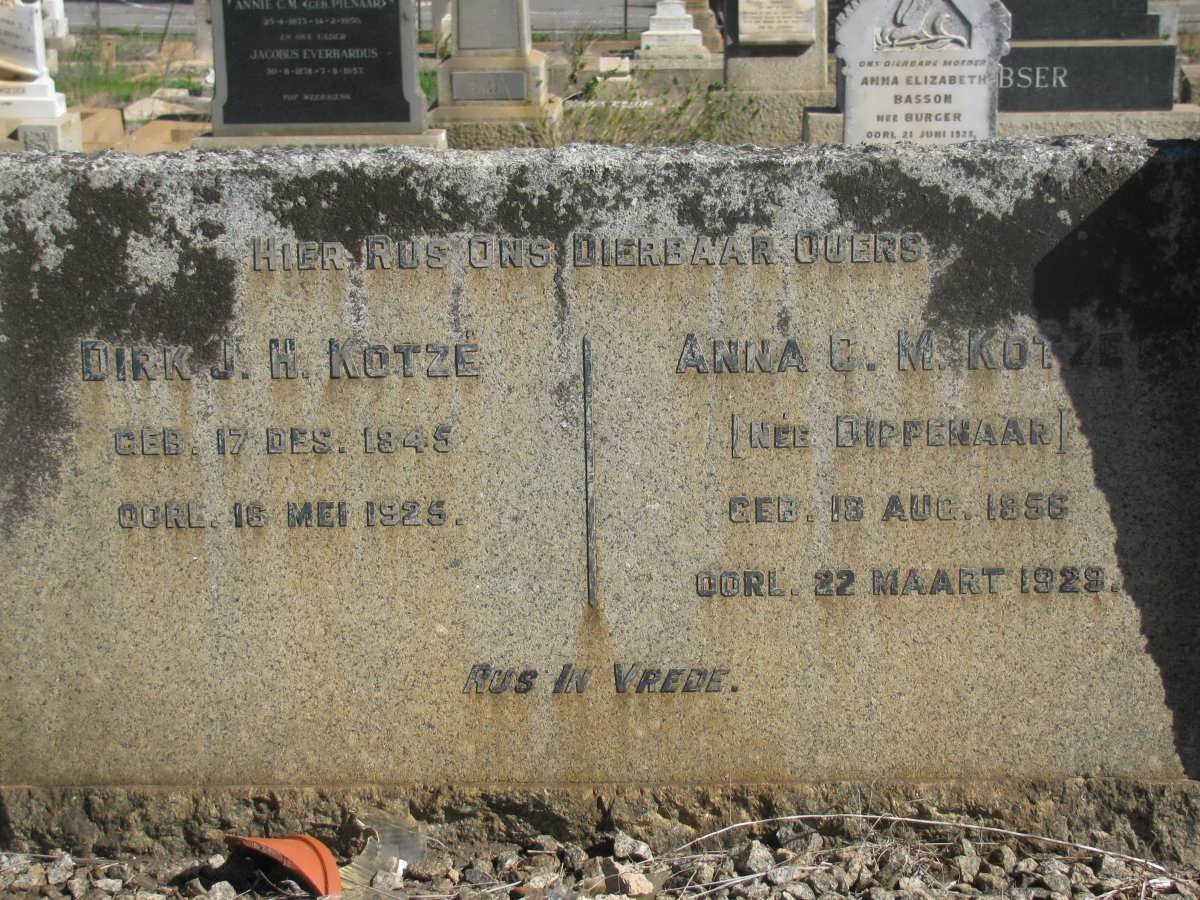 KOTZE Dirk J.H. 1845-1925 &amp; Anna C.M. DIPPENAAR 1856-1929