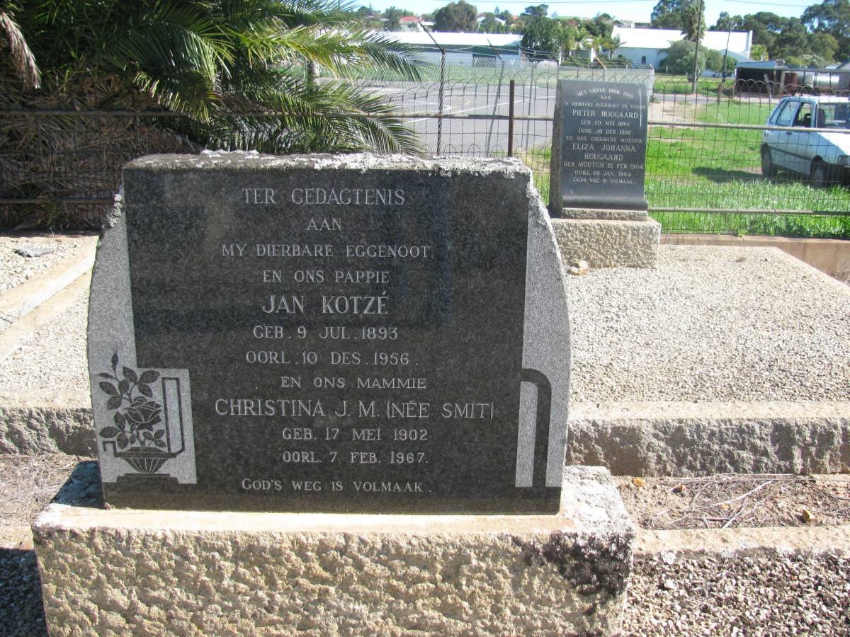 KOTZE Jan 1893-1956 &amp; Christina J.M. SMIT 1902-1967