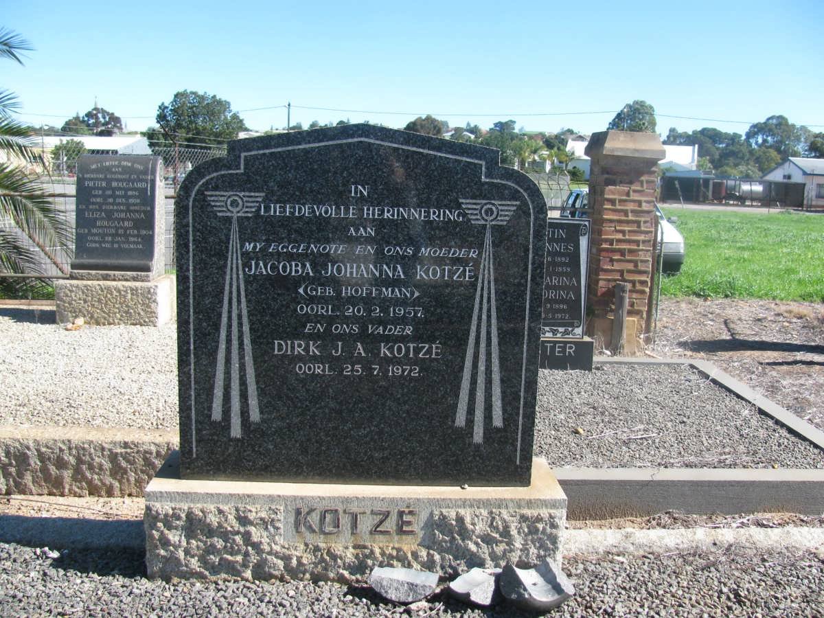 KOTZE Dirk J.A. -1972 &amp; Jacoba Johanna HOFFMAN -1957