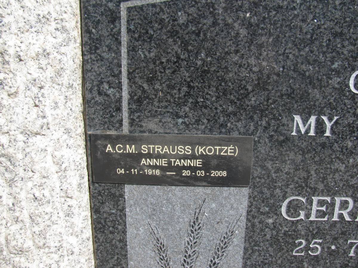 KOTZE Gerhardus J.W.D. 1889-1961 &amp; Aletta G. 1897-1989 :: STRAUSS A.C.M. nee KOTZE 1916-2008