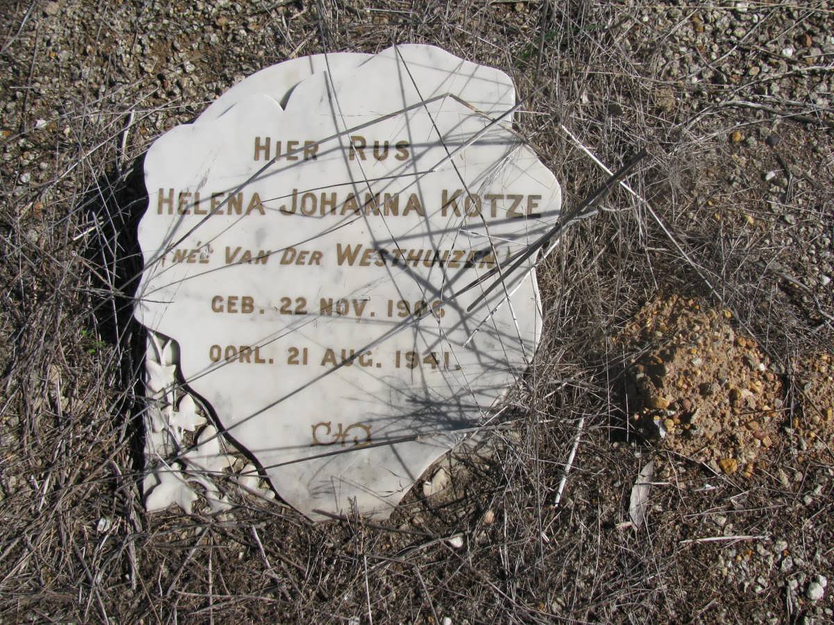 KOTZE Dirk Jacobus 1896-1957 &amp; Helena Johanna van der WESTHUIZEN 1906-1941