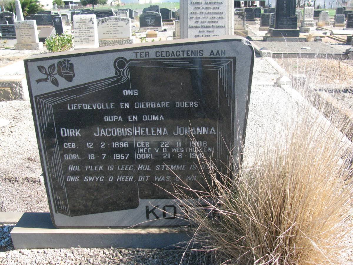 KOTZE Dirk Jacobus 1896-1957 &amp; Helena Johanna van der WESTHUIZEN 1906-1941