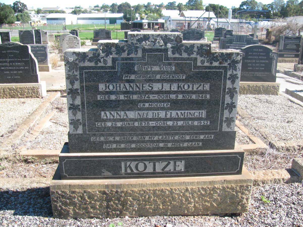 KOTZE Johannes J.T. 1874-1946 &amp; Anna DE FLAMMINGH 1878-1952