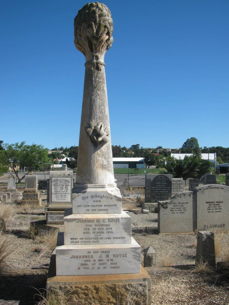 KOTZE Johannes J.N. 1876-1956 &amp; Johanna M.C. HANEKOM 1879-1935