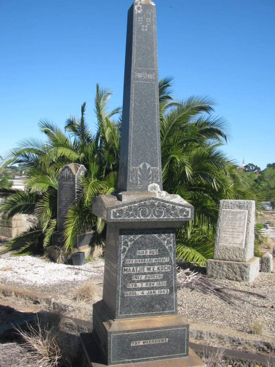 KOCH A.C. 1855-1937 &amp; Maatjie W.E. BURGER 1856-1947