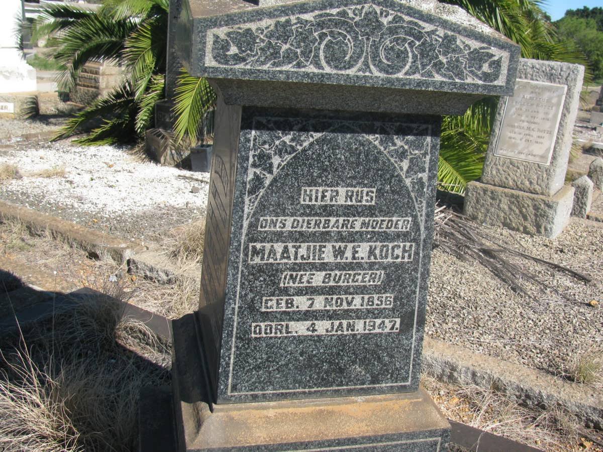 KOCH A.C. 1855-1937 &amp; Maatjie W.E. BURGER 1856-1947