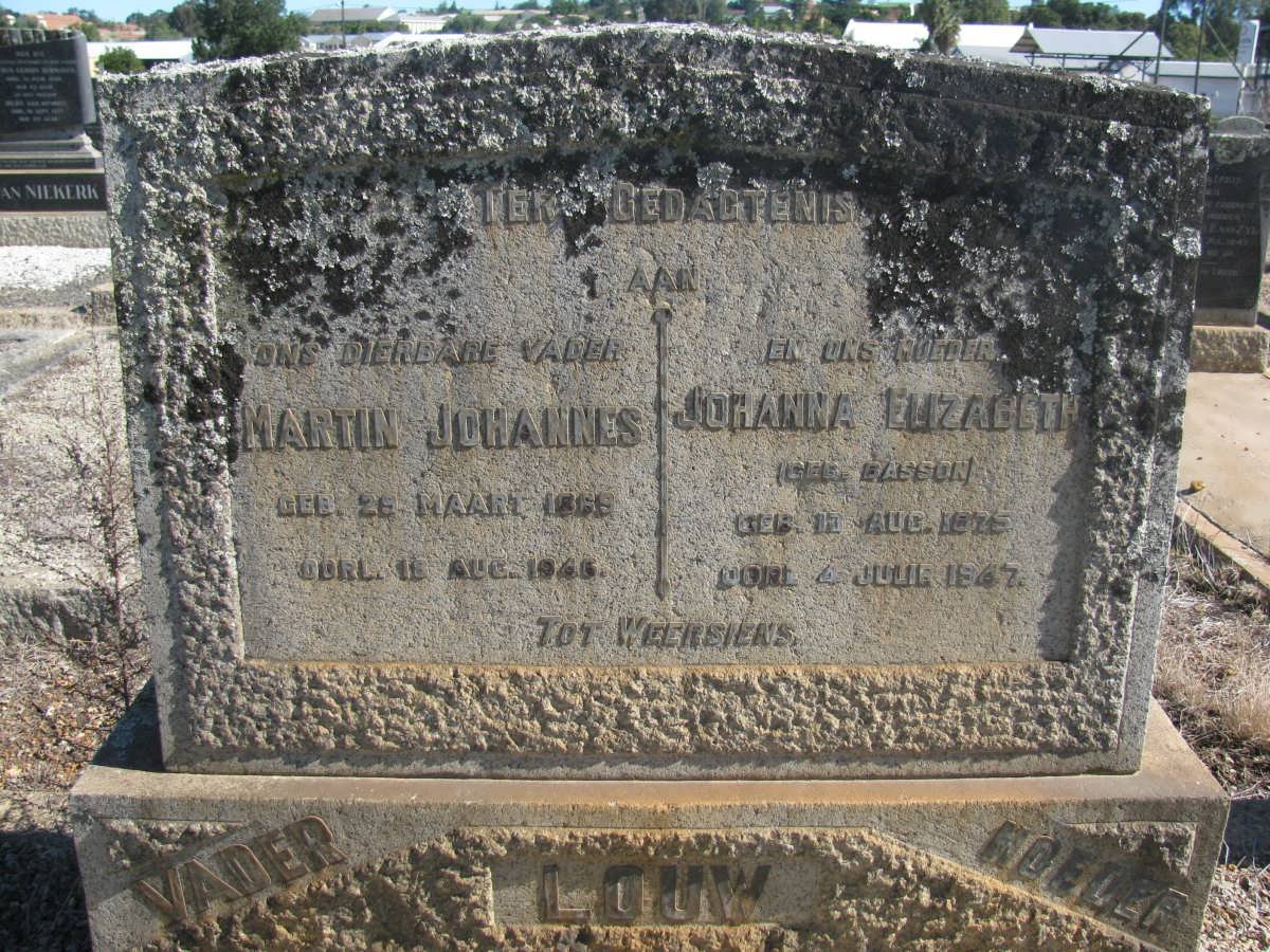 LOUW Martin Johannes 1869-1946 &amp; Johanna Elizabeth BASSON 1875-1947