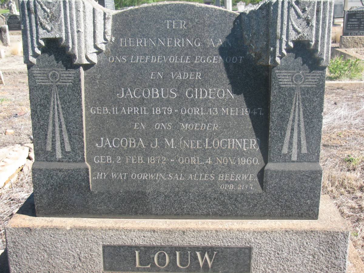 LOUW Jacobus Gideon 1879-1947 &amp; Jacoba J.M. LOCHNER 1872-1960