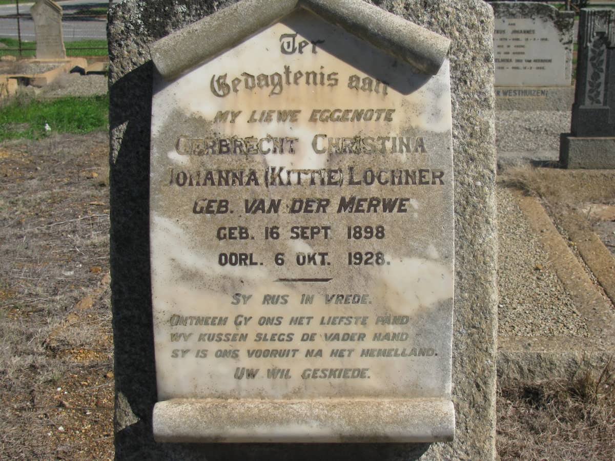 LOCHNER Gerbrecht Christina Johanna nee VAN DER MERWE 1898-1928