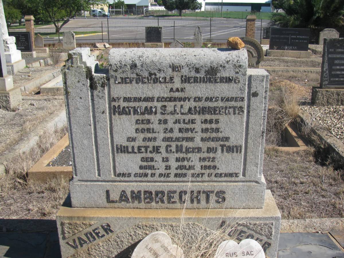 LAMBRECHTS Mathiam S.J. 1865-1938 &amp; Hilletje G.M. DU TOIT 1872-1960