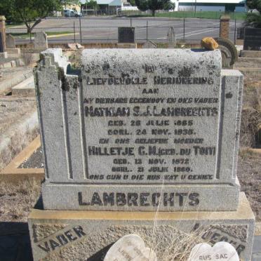 LAMBRECHTS Mathiam S.J. 1865-1938 &amp; Hilletje G.M. DU TOIT 1872-1960
