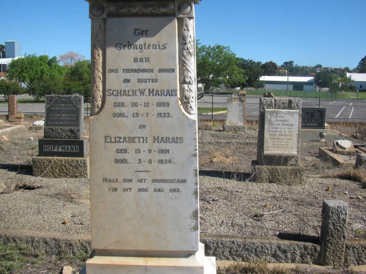 MARAIS Schalk W. 1899-1933 &amp; Elizabeth 1901-1934