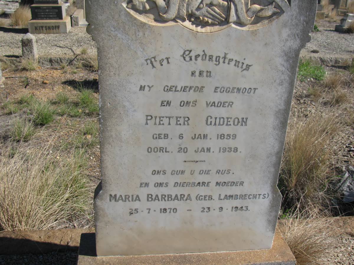NIEKERK, Pieter Gideon, van 1859-1938 &amp; Maria Barbara LAMBRECHTS 1870-1943