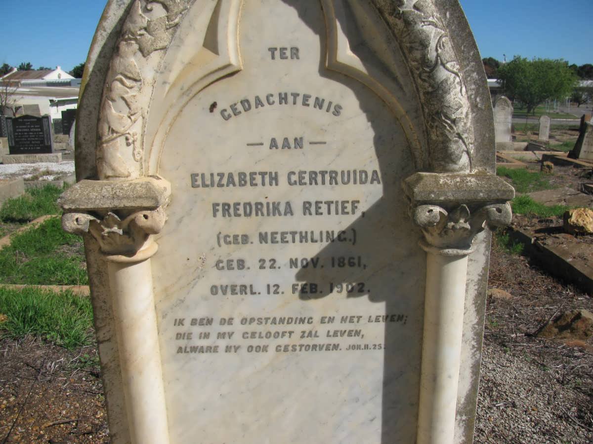 RETIEF Elizabeth Gertruida Fredrika nee NEETHLING 1861-1902 