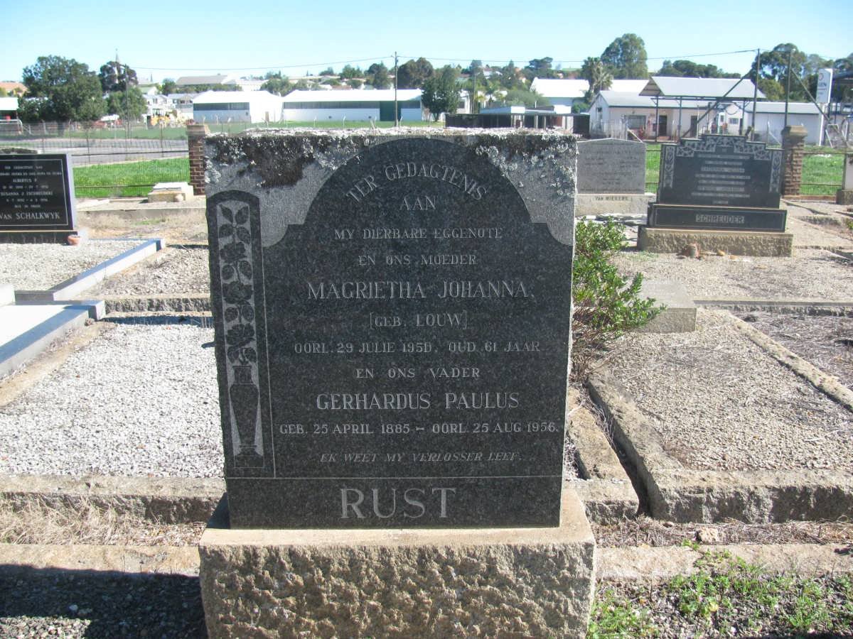 RUST Gerhardus Paulus 1885-1956 &amp; Magrietha Johanna LOUW -1950