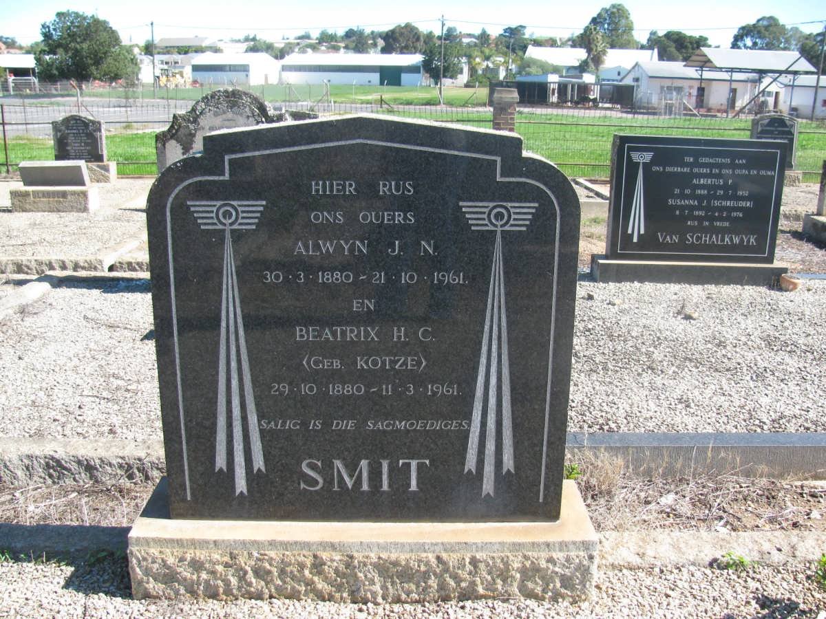 SMIT Alwyn J.N. 1880-1961 &amp; Beatrix H.C. KOTZE 1880-1961