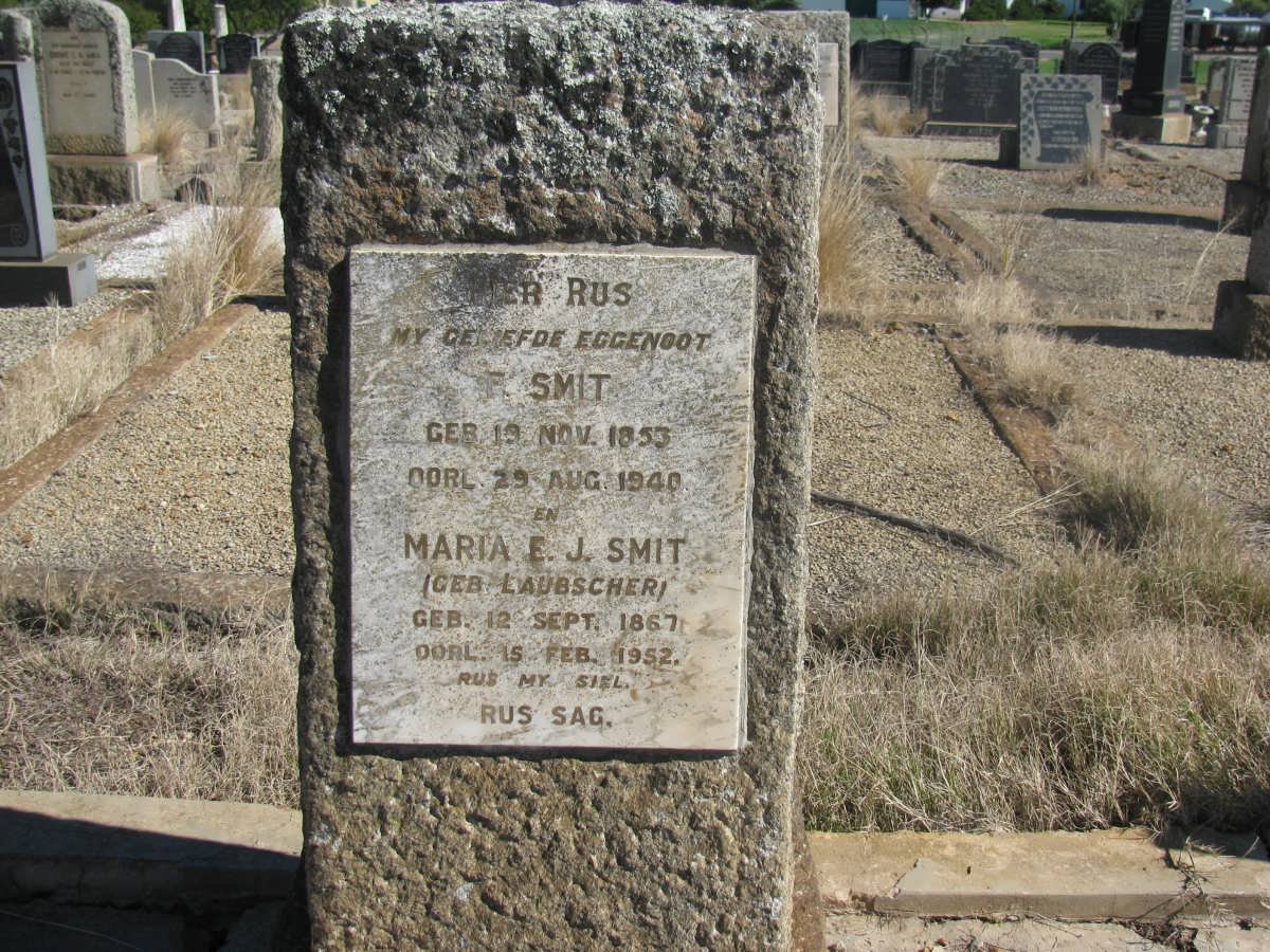 SMIT F. 1853-1940 &amp; Maria E.J. LAUBSCHER 1867-1952