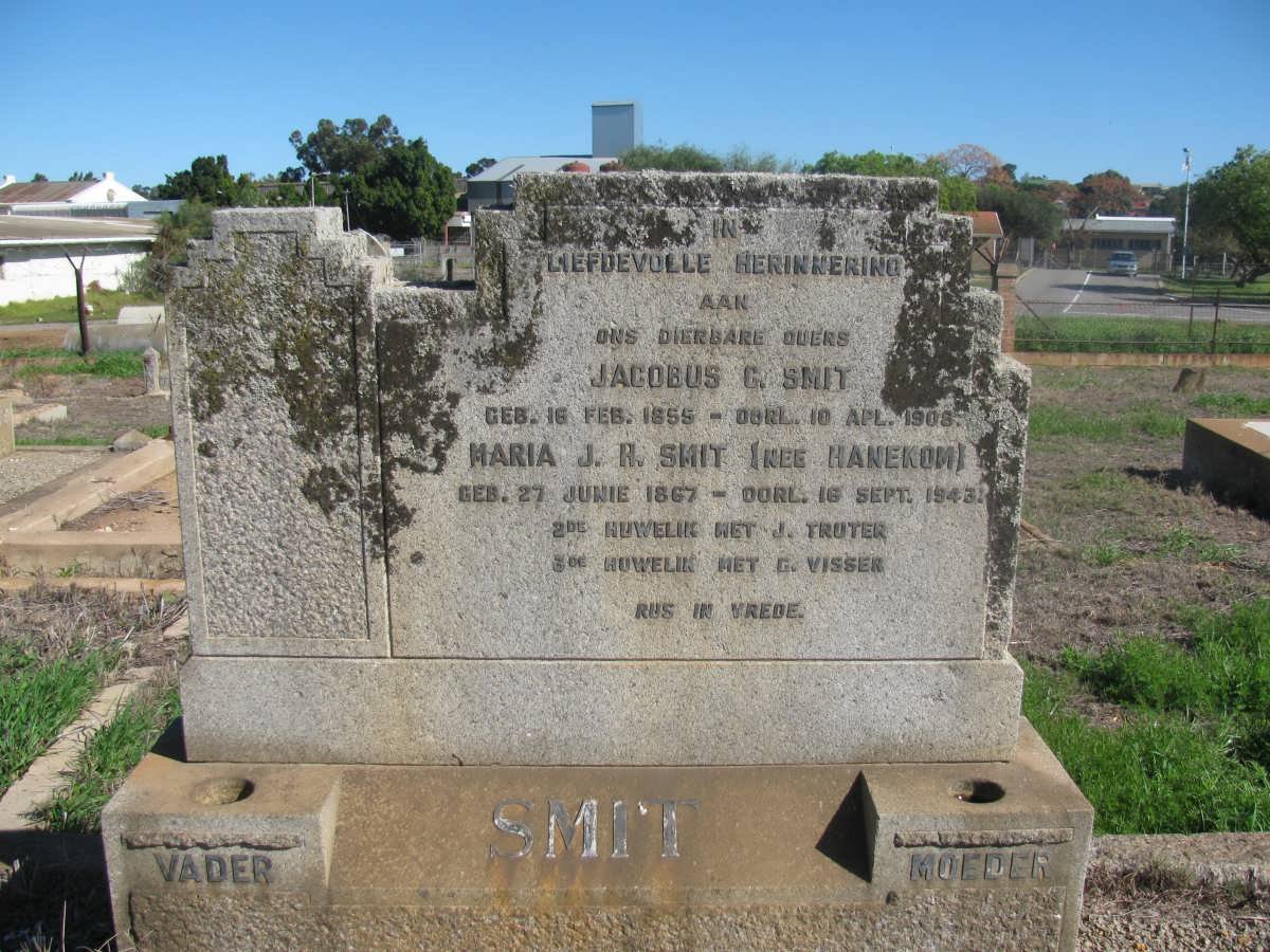 SMIT Jacobus G. 1855-1908 &amp; Maria J.R. HANEKOM 1867-1943