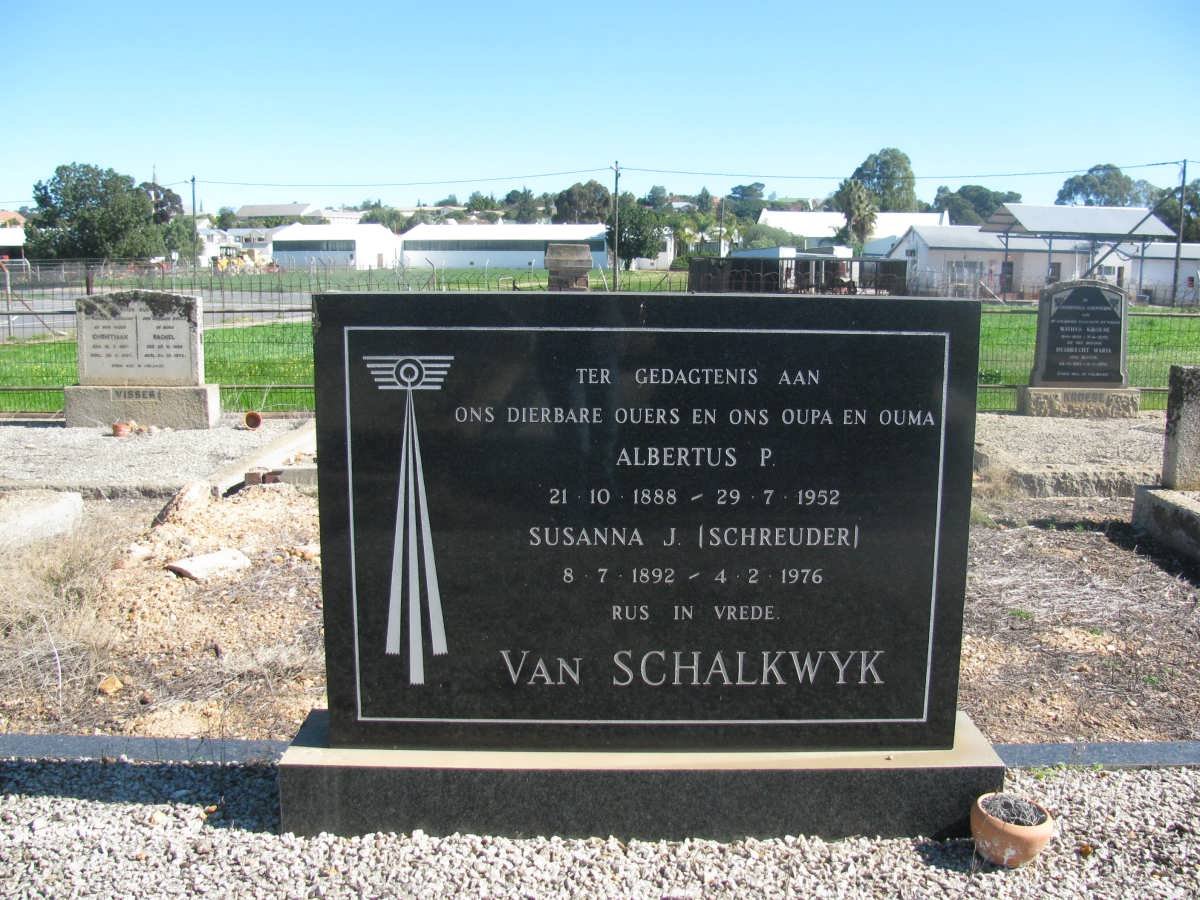 SCHALKWYK Albertus P., van 1888-1952 &amp; Susanna J. SCHREUDER 1892-1976