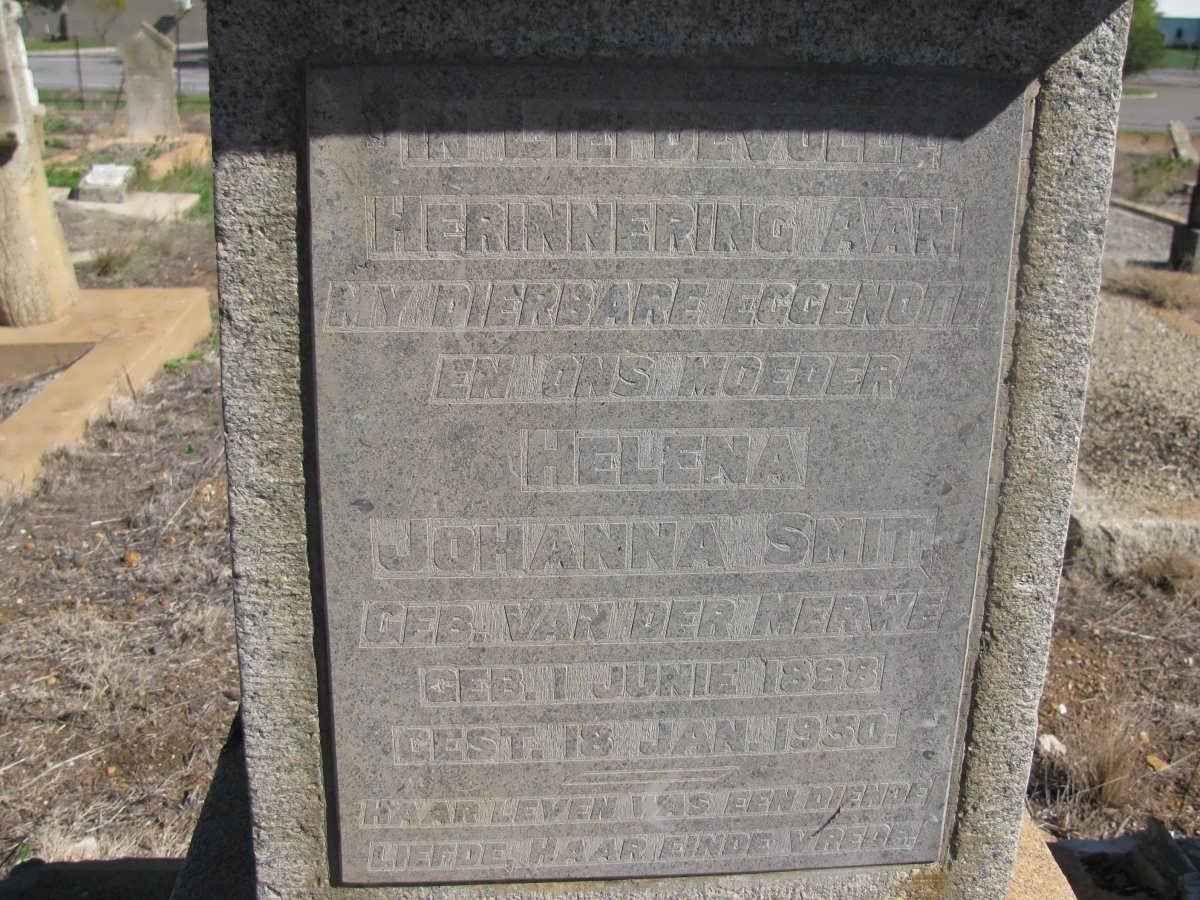 SMIT Helena Johanna nee van der MERWE 1898-1930