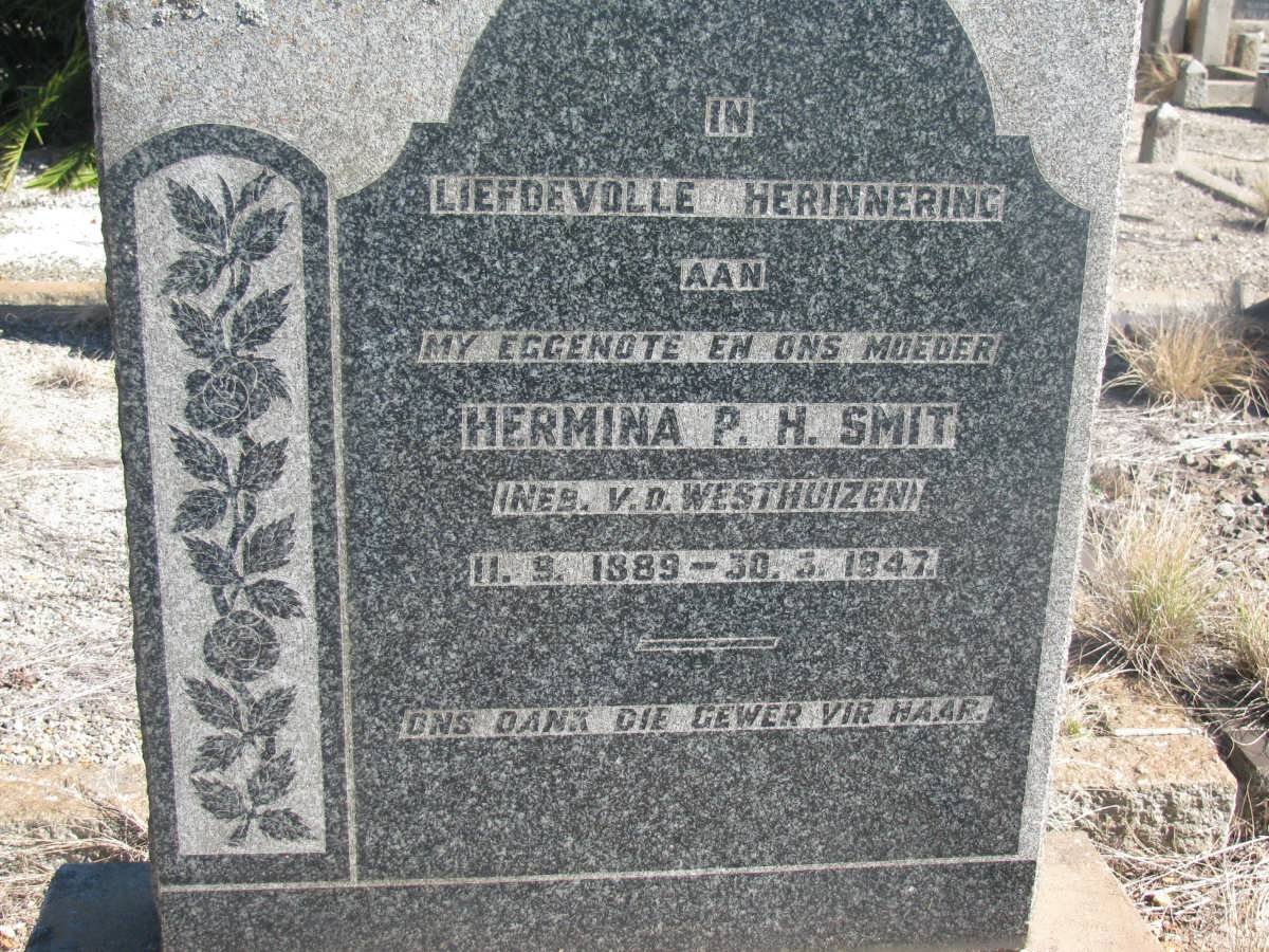 SMIT Hermina P.H. nee VAN DER WESTHUIZEN 1889-1947