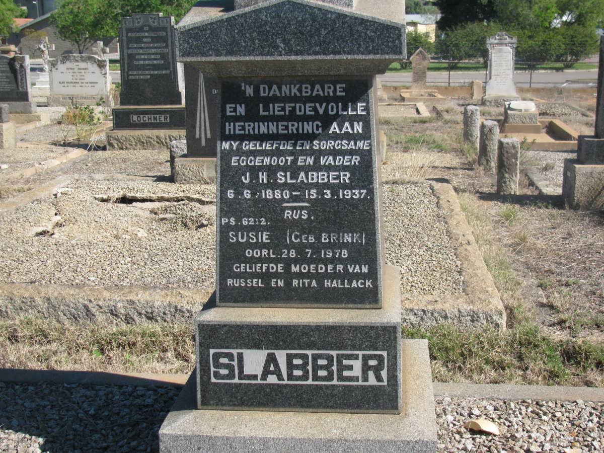 SLABBER J.H. 1880-1937 &amp; Susie BRINK -1978