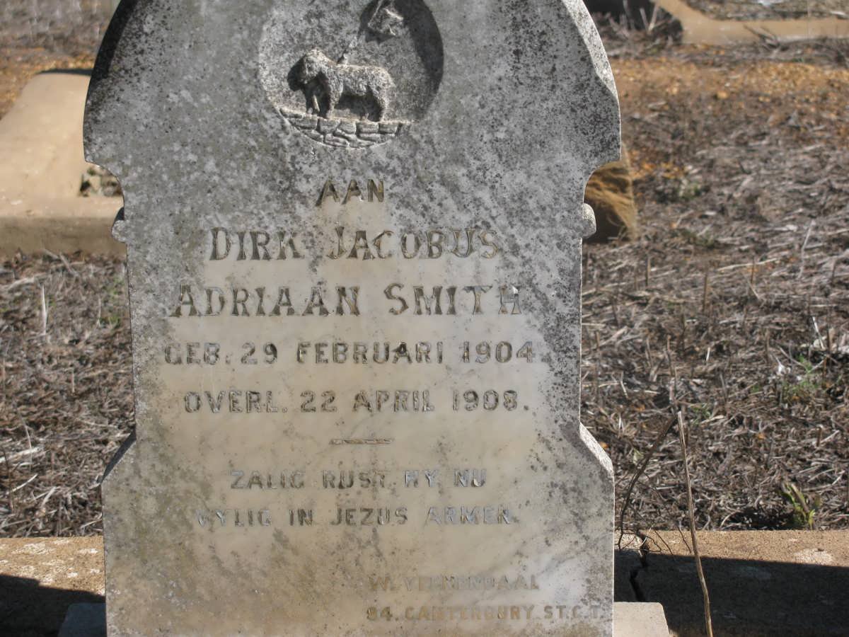 SMITH Dirk Jacobus Adriaan 1904-1908