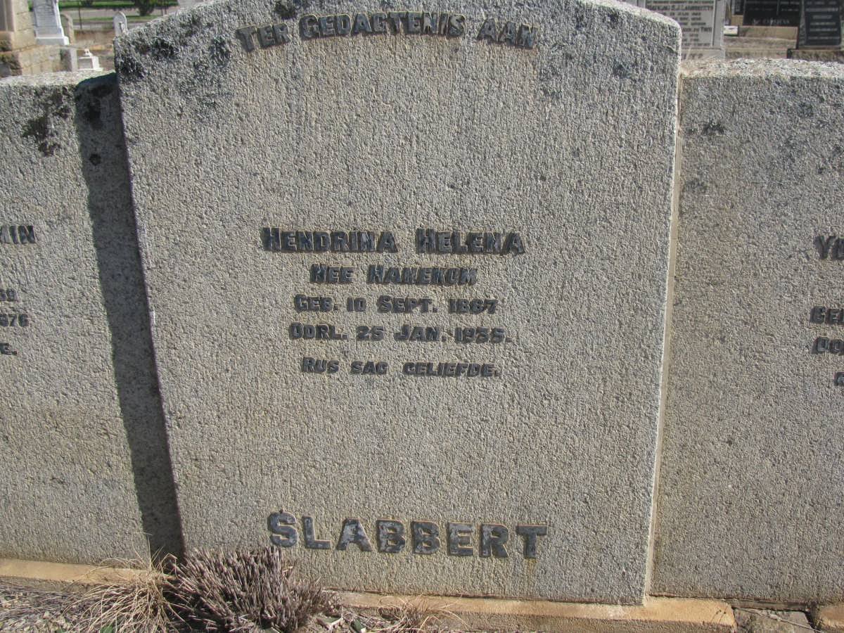 SLABBERT Hendrina Helena HANEKOM 1887-1935