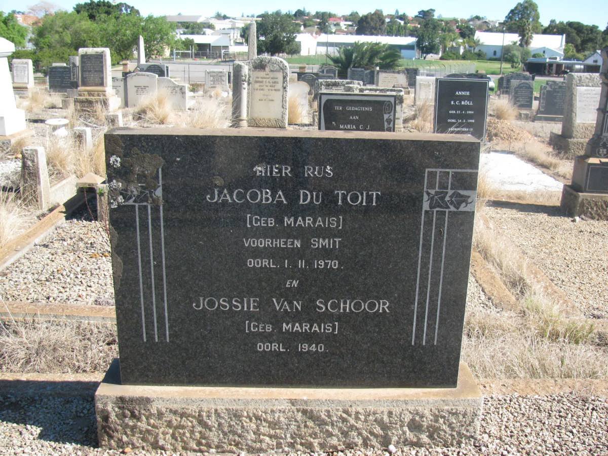 TOIT Jacoba, du voorheen SMIT nee MARAIS -1970 :: VAN SCHOOR Jossie nee MARAIS -1940