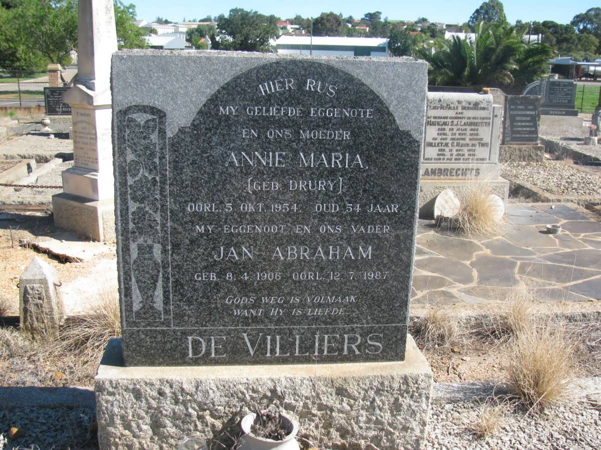 VILLIERS Jan Abraham, de 1906-1987 &amp; Anna Maria DRURY -1954
