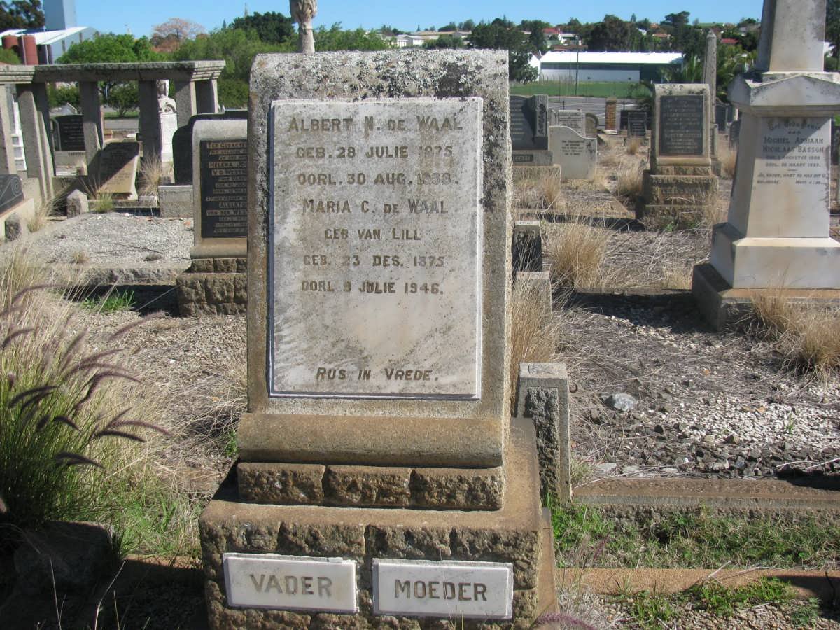 WAAL Albert N., de 1875-1938 &amp; Maria C. VAN LILL 1875-1946