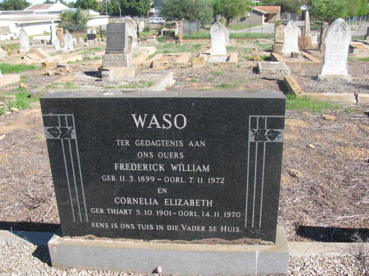 WASO Frederick William 1899-1972 &amp; Cornelia Elizabeth THIART 1901-1970