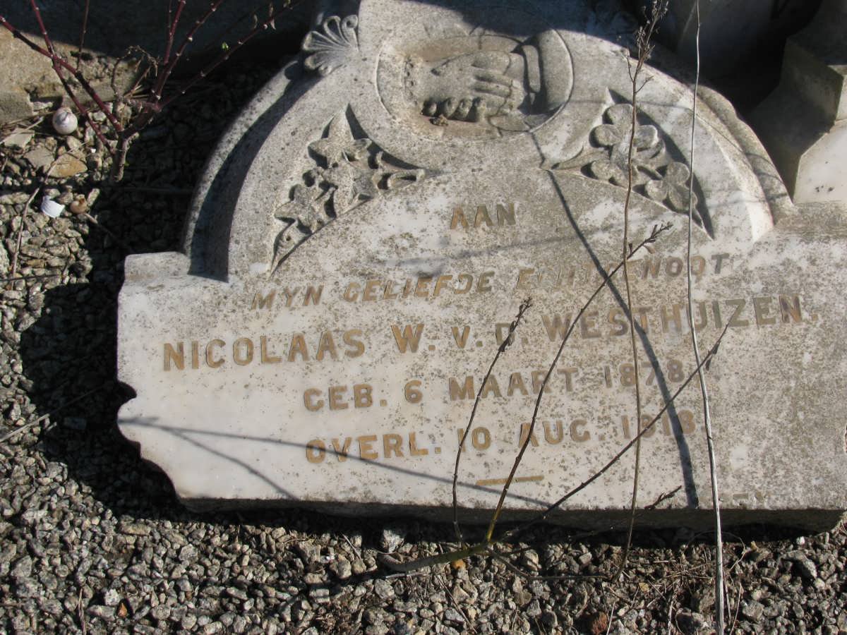 WESTHUIZEN Nicolaas W., van der 1878-1918