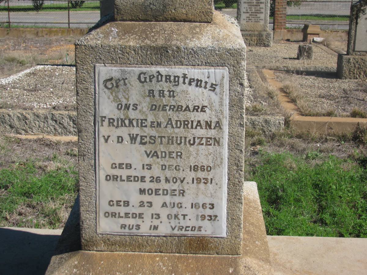 WESTHUIJZEN Frikkie, v.d 1860-1931 &amp; Adriana 1863-1937