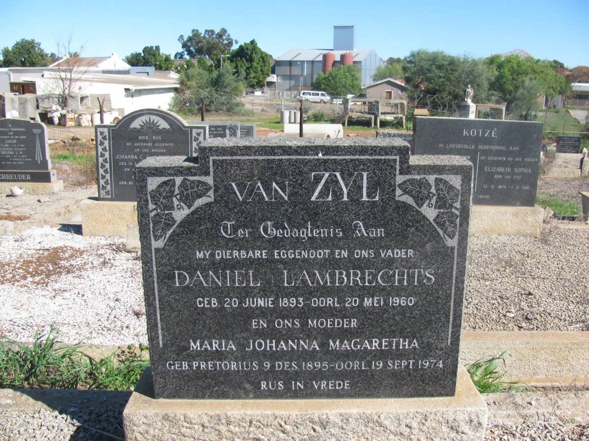 ZYL Daniel Lambrechts, van 1893-1960 &amp; Maria Johanna Magaretha PRETORIUS 1895-1974