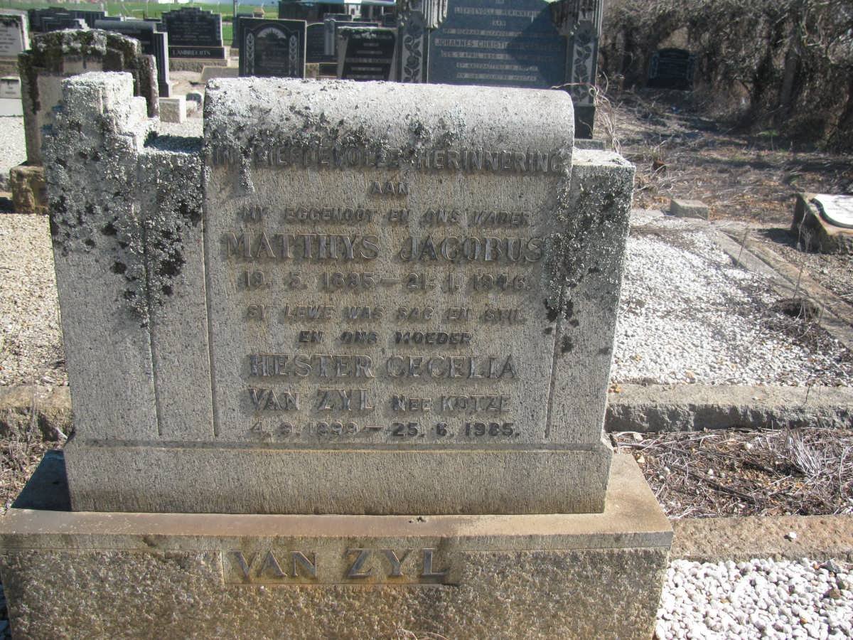 ZYL Matthys Jacobus, van 1895-1946 &amp; Hester Cecelia KOTZE 1899-1985